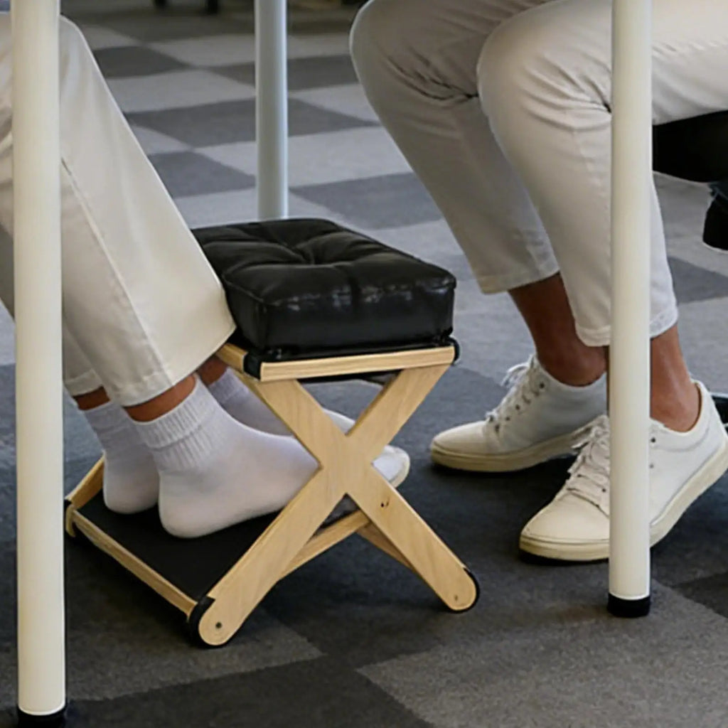 Foot Rest Under Desk Wooden Double-Layer Non-Slip Ergonomic Leg Rest Office Desk Footrest for Home Dorm Office Apartment Study