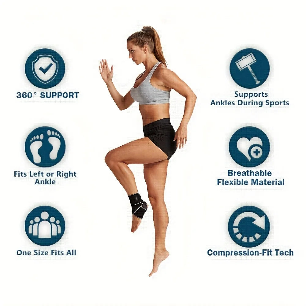1pcs Ankle Support Brace for Men & Women, Comfortable Ankle Stabilizer, Adjustable Compression Wrap for Activities