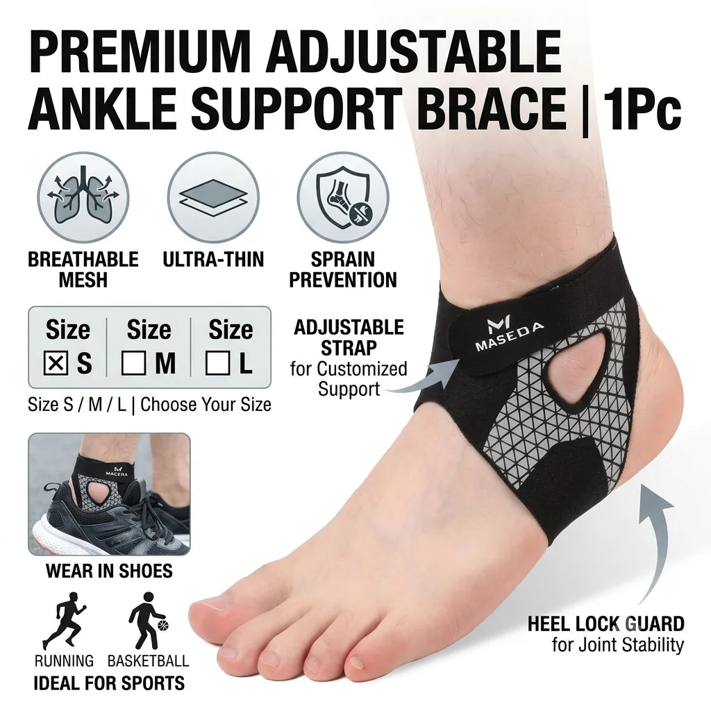 Ankle Support Brace 1/5Pcs Thin S/M/L Adjustable Strap Breathable Heel Lock Guard For Sprain Prevention Joint Stability Sports