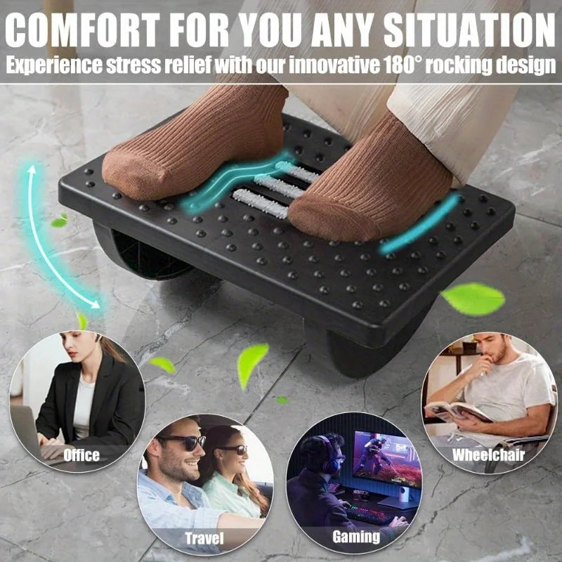 Foot Rest for Under Desk at Work - Ergonomic Foot Stools for Under Office Desk -Rocking Footrest with Roller Massager -Leg Rest