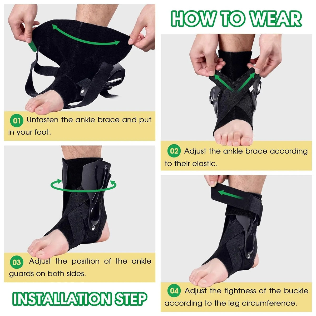 Ankle Support Brace with X-shaped Cross-fixing Compression Sleeve Lace Up Ankle Support for Men and Women, Ankle Wrap Suitable f