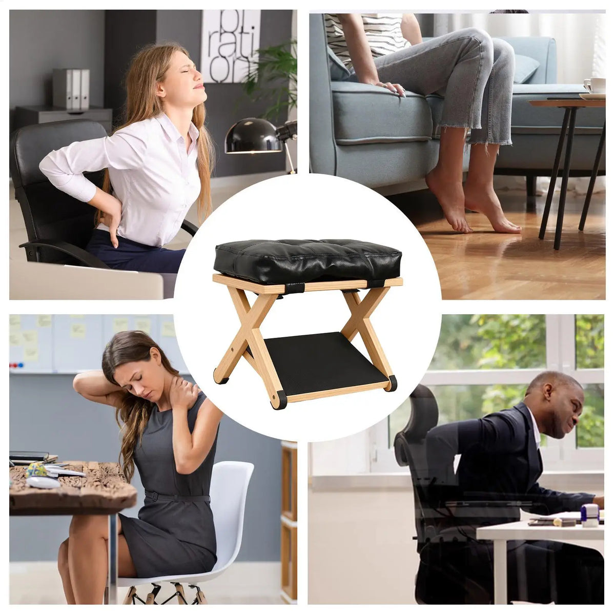Foot Rest Under Desk Wooden Double-Layer Non-Slip Ergonomic Leg Rest Office Desk Footrest for Home Dorm Office Apartment Study