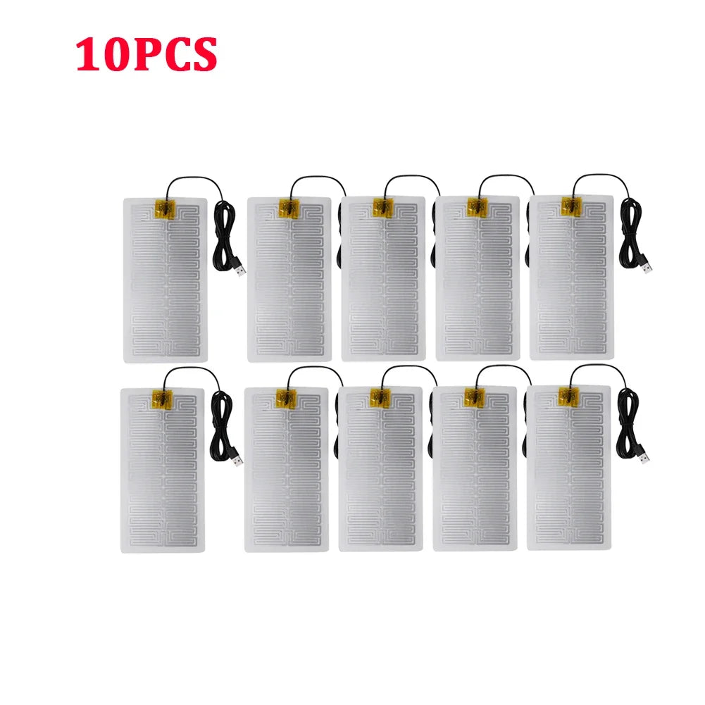 5/10/20pcs 5V USB Electric Heating Pads Warmer Element Film Heater Pads Warm Feet Knee Warmers Heat For Vest Jacket Shoes Socks