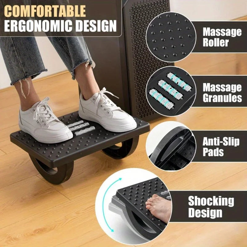Foot Rest for Under Desk at Work - Ergonomic Foot Stools for Under Office Desk -Rocking Footrest with Roller Massager -Leg Rest